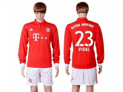 Bayern Munchen #23 Vidal Home Long Sleeves Soccer Club Jerseys