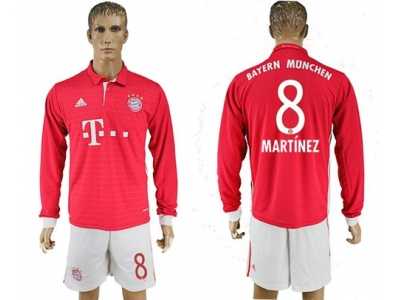 Bayern Munchen #8 Martinez Home Long Sleeves Soccer Club Jersey