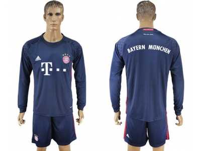 Bayern Munchen Blank Dark Blue Goalkeeper Long Sleeves Soccer Club Jersey