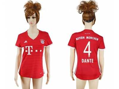Women's Bayern Munchen #4 Dante Home Soccer Club Jerseys