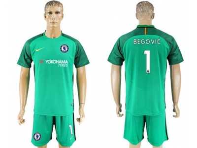Chelsea #1 Begovic Green Goalkeeper Soccer Club Jerseys