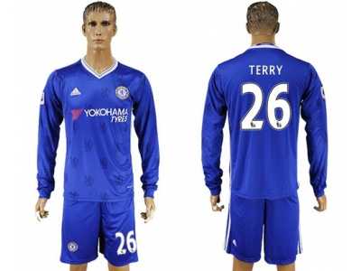Chelsea #26 Terry Home Long Sleeves Soccer Club Jersey