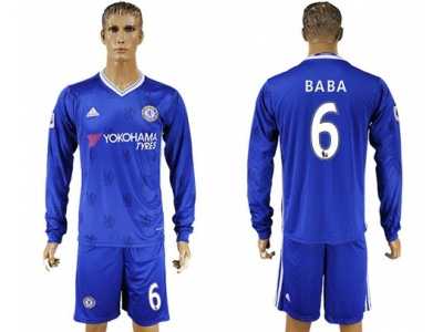 Chelsea #6 Baba Home Long Sleeves Soccer Club Jersey
