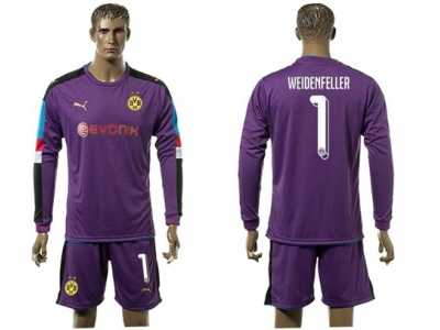 Dortmund #1 Weidenfeller Purple Long Sleeves Goalkeeper Soccer Club Jersey
