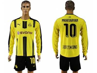 Dortmund #10 Mkhitaryan Home Long Sleeves Soccer Club Jersey