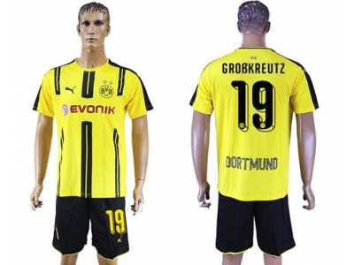 Dortmund #19 Grobkreutz Home Soccer Club Jerseys