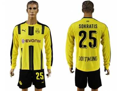 Dortmund #25 Sokratis Home Long Sleeves Soccer Club Jersey