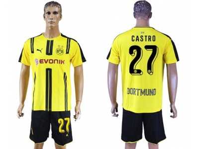Dortmund #27 Castro Home Soccer Club Jerseys