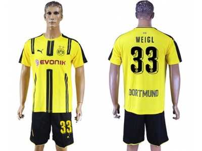 Dortmund #33 Weigl Home Soccer Club Jerseys