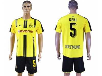 Dortmund #5 Kehl Home Soccer Club Jerseys