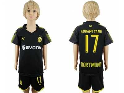 Dortmund #17 Aubameyang Away Kid Soccer Club Jersey