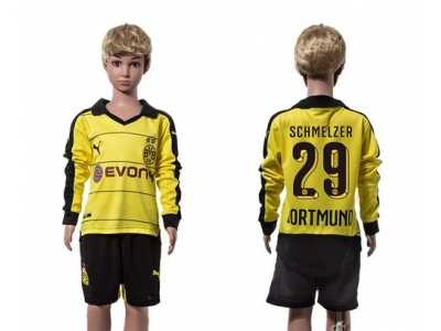 Dortmund #29 Schmelzer Home Long Sleeves Kid Soccer Club Jersey