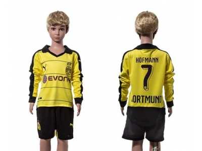 Dortmund #7 Hofmann Home Long Sleeves Kid Soccer Club Jersey