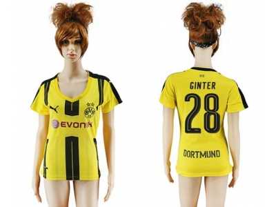 Women's Dortmund #28 Ginter Home Soccer Club Jersey1