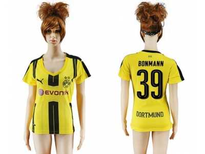 Women's Dortmund #39 Bonmann Home Soccer Club Jersey1