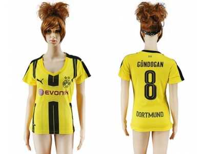 Women's Dortmund #8 Gundogan Home Soccer Club Jersey1