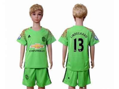 Manchester United #13 Lindegaard Green Kid Soccer Club Jersey