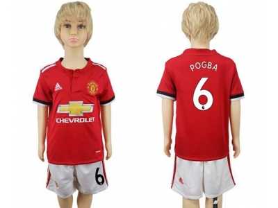 Manchester United #6 Pogba Home Kid Soccer Club Jersey
