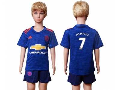 Manchester United #7 Memphis Away Kid Soccer Club Jersey