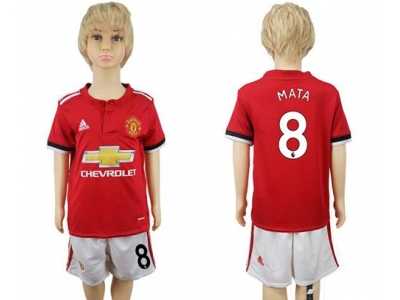 Manchester United #8 Mata Home Kid Soccer Club Jersey