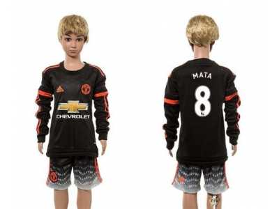 Manchester United #8 Mata SEC Away Long Sleeves Kid Soccer Club Jersey