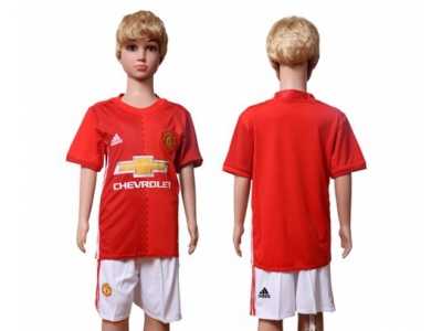 Manchester United Blank Home Kid Soccer Club Jersey1