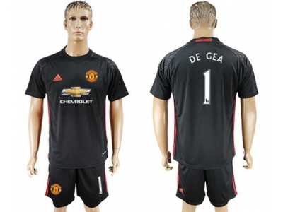 Manchester United #1 De Gea Black Goalkeeper Soccer Club Jersey 1
