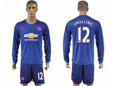 Manchester United #12 Smalling Away Long Sleeves Soccer Club Jersey 1