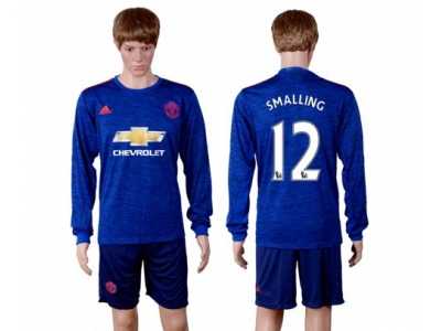 Manchester United #12 Smalling Away Long Sleeves Soccer Club Jersey