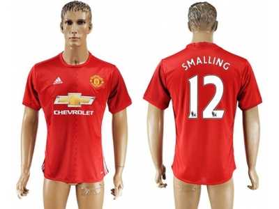 Manchester United #12 Smalling Red Home Soccer Club Jersey 3