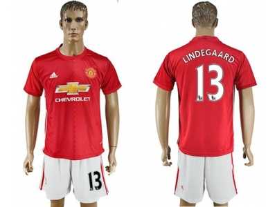 Manchester United #13 Lindegaard Red Home Soccer Club Jersey