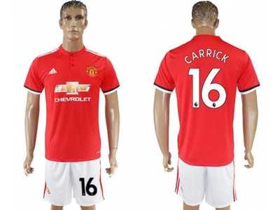 Manchester United #16 Carrick Red Home Soccer Club Jersey 1
