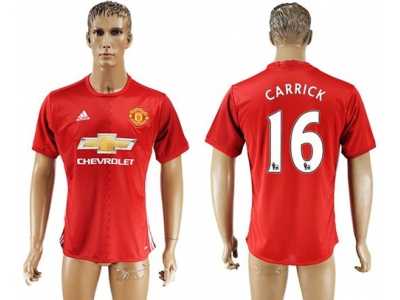 Manchester United #16 Carrick Red Home Soccer Club Jersey 3