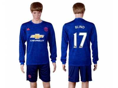 Manchester United #17 Blind Away Long Sleeves Soccer Club Jersey