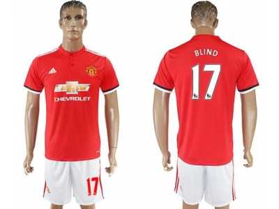 Manchester United #17 Blind Red Home Soccer Club Jersey 2