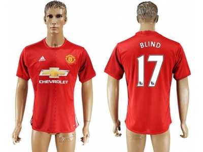 Manchester United #17 Blind Red Home Soccer Club Jersey 4