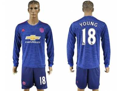 Manchester United #18 Young Away Long Sleeves Soccer Club Jersey 1