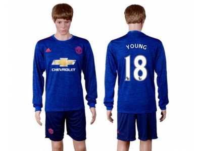 Manchester United #18 Young Away Long Sleeves Soccer Club Jersey