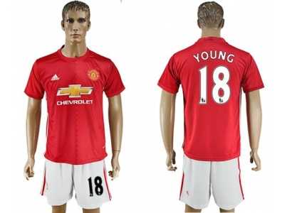 Manchester United #18 Young Red Home Soccer Club Jersey 4