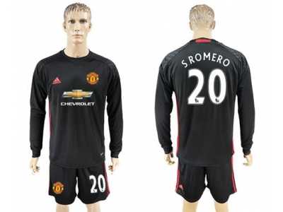 Manchester United #20 Sromero Black Goalkeeper Long Sleeves Soccer Club Jersey 1