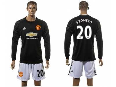 Manchester United #20 Sromero Black Goalkeeper Long Sleeves Soccer Club Jersey 2