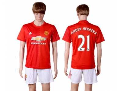 Manchester United #21 Ander Herrera Red Home Soccer Club Jersey 3