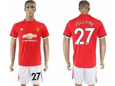 Manchester United #27 Fellaini Red Home Soccer Club Jersey 1