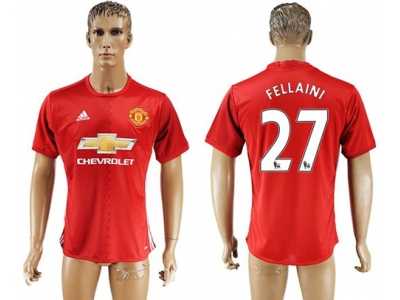 Manchester United #27 Fellaini Red Home Soccer Club Jersey 4