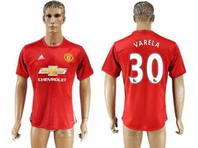 Manchester United #30 Varela Red Home Soccer Club Jersey