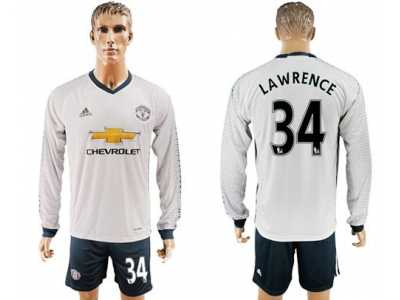 Manchester United #34 Lawrence Sec Away Long Sleeves Soccer Club Jersey