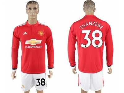 Manchester United #38 Tuanzebe Red Home Long Sleeves Soccer Club Jersey