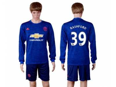 Manchester United #39 Rashford Away Long Sleeve Soccer Club Jersey