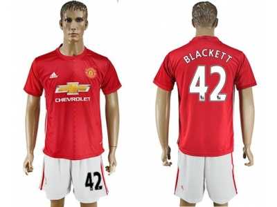Manchester United #42 Blackett Red Home Soccer Club Jersey