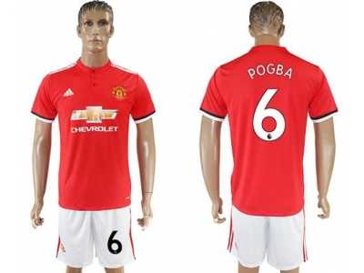 Manchester United #6 Pogba Red Home Soccer Club Jersey 1